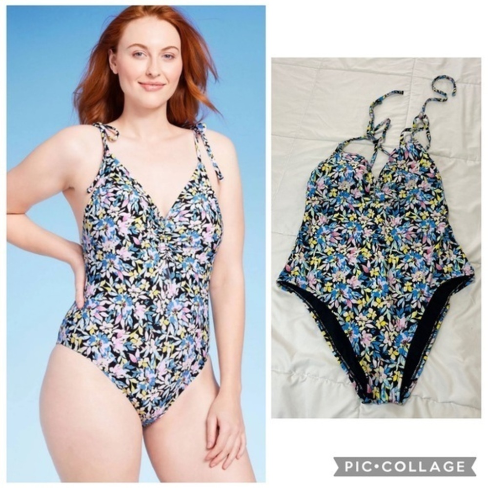 Shade & Shore Floral One Piece Swimsuit size L